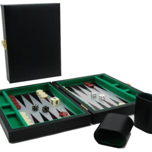 Backgammonkoffer magnetisch zwart 23x17