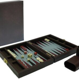 Backgammonkoffer magnetisch bruin 23x17