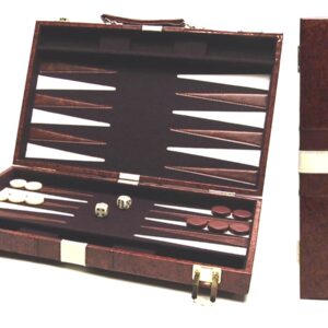Backgammon-koffer bruin vinyl 46x30 cm.