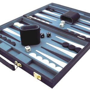 Backgammonkoffer 38 cm.Zwart effen HOT