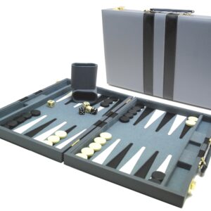 Backgammonkoffer 38 cm Grijs/zwart