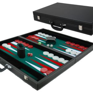 Backgammonkoffer zwart/groen ingel.53x8