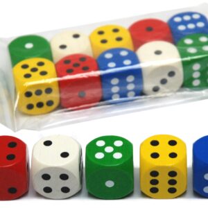 732045.jpg Dobbelsteen 25 mm.hout 5 kleur ass.VE10