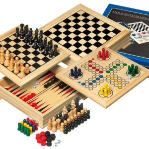 Houten spellen cassette 4-in-1 20 cm