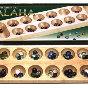 796159.jpg Kalaha blank hout m. glazen stenen 45 cm